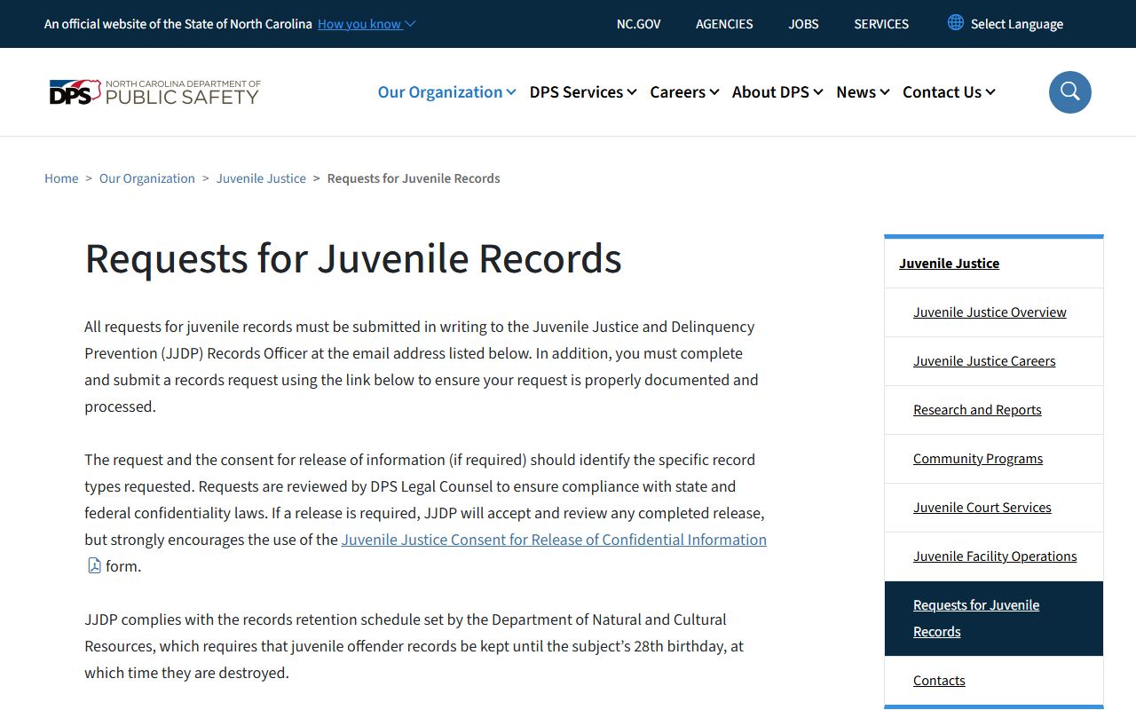 Randolph County criminal court records juvenile records restriction guidance