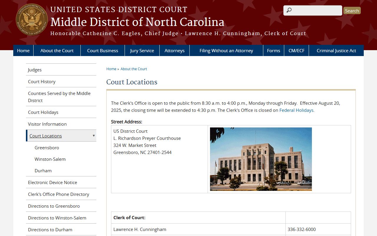 Randolph County Superior Court records federal courthouse locations source