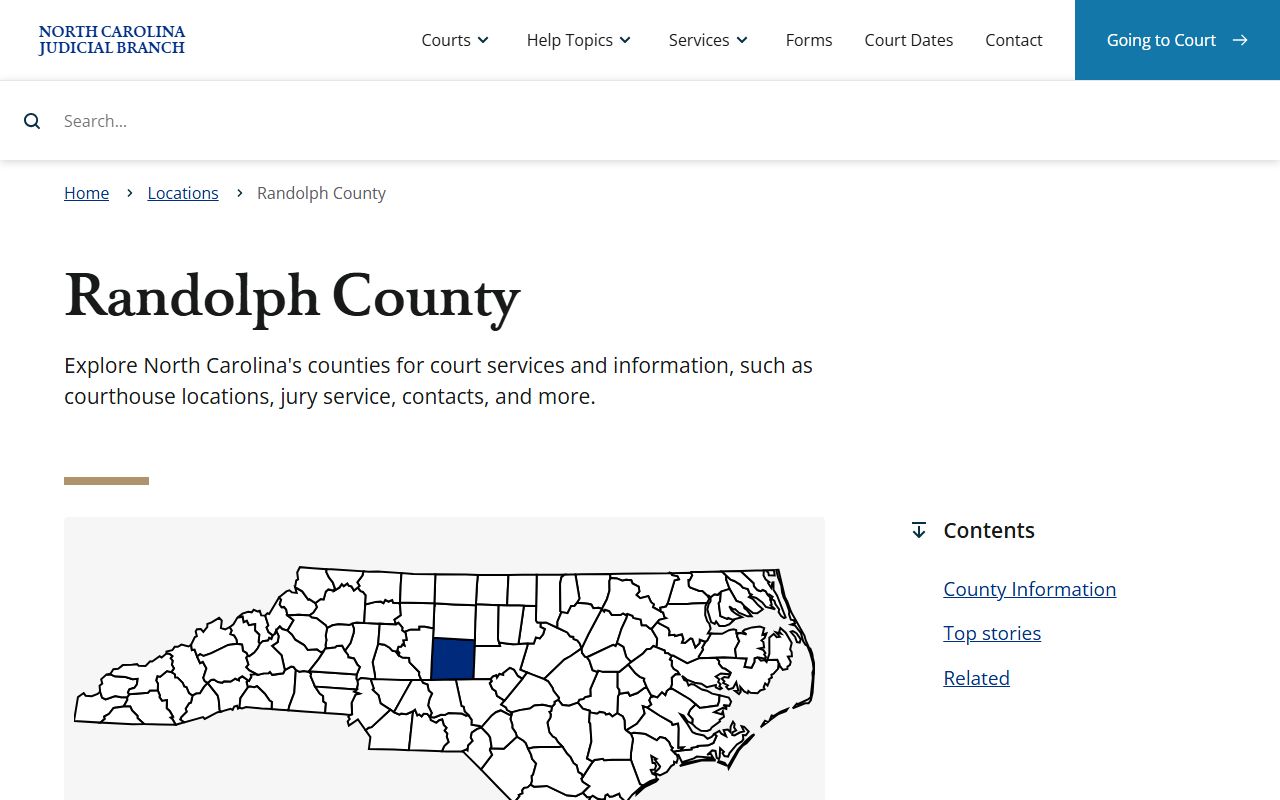 Randolph County court records NC Judicial Branch county landing page