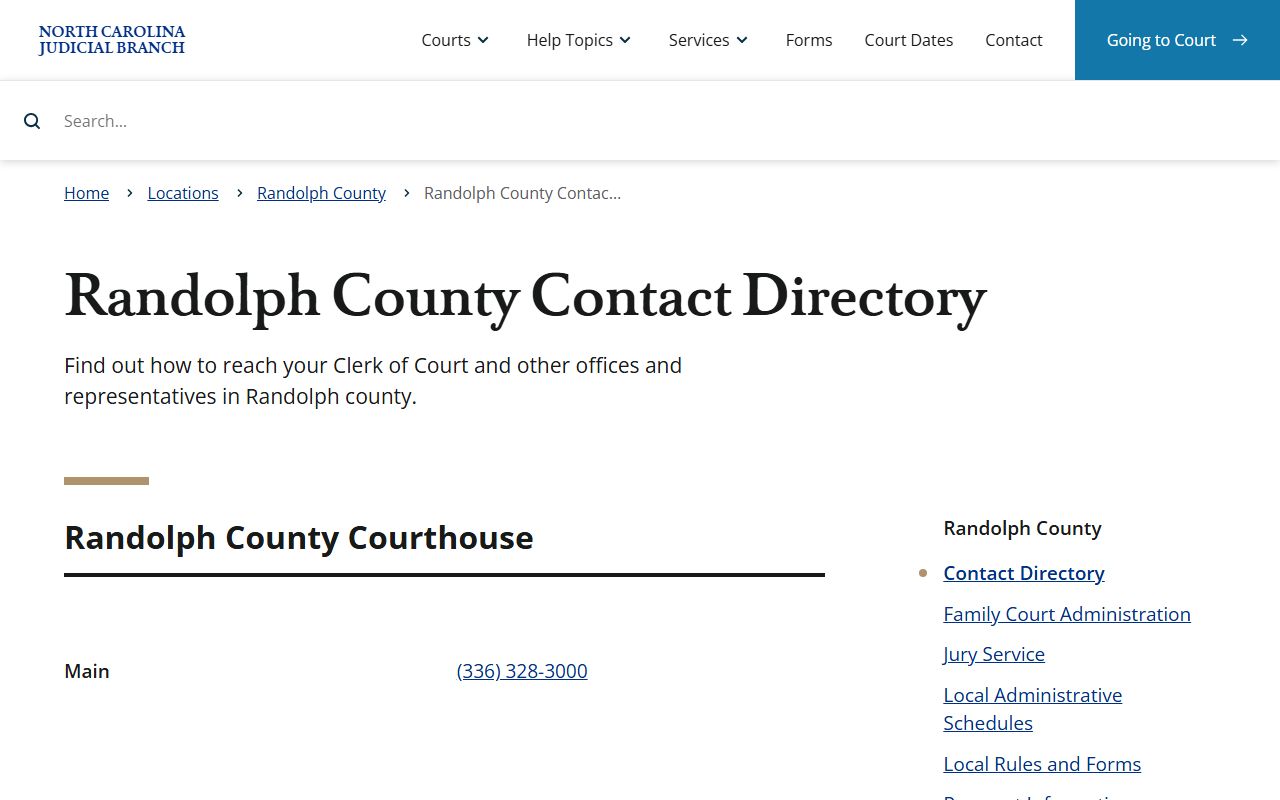 Randolph County court records official court contact directory