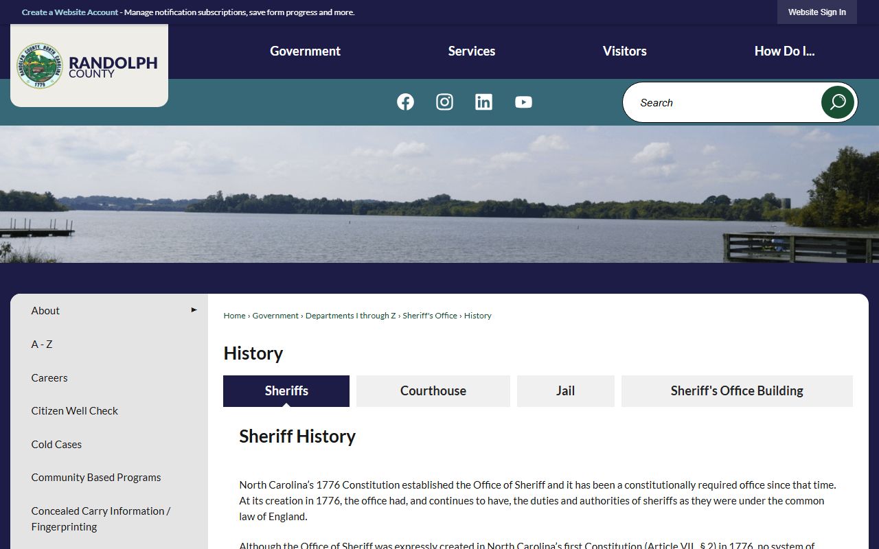 Randolph County court records county courthouse history page