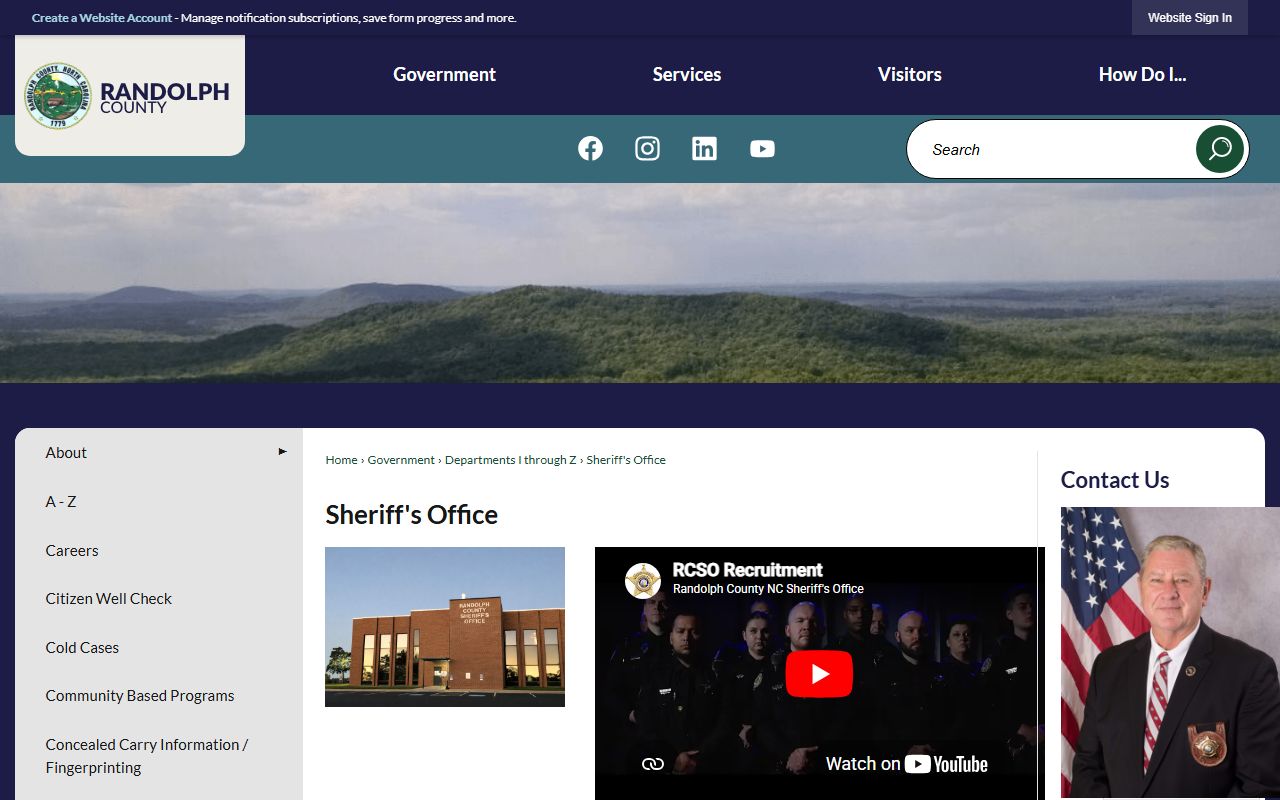 Randolph County inmate records sheriff office homepage