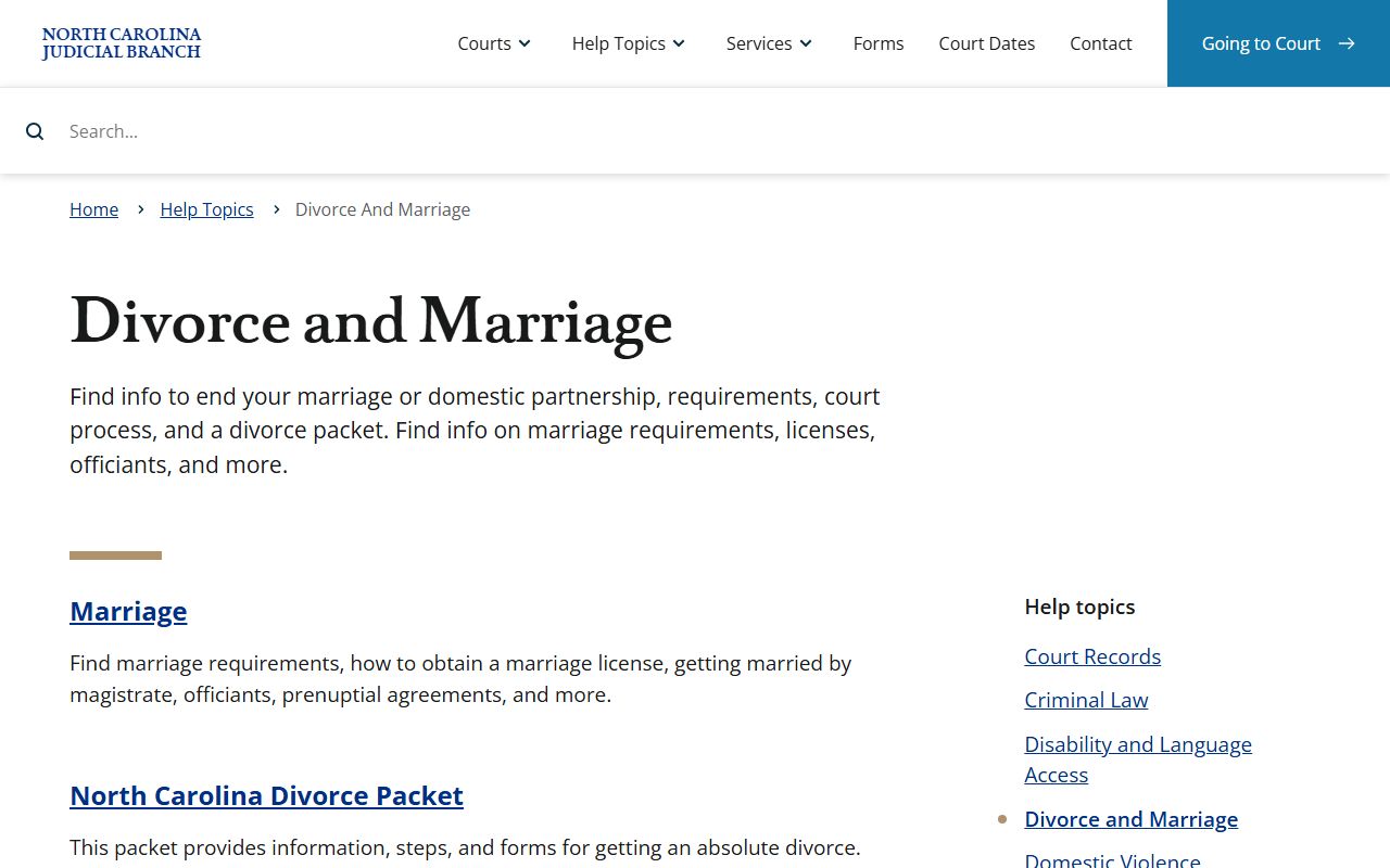Randolph County marriage and divorce records NC Judicial Branch divorce and marriage topic