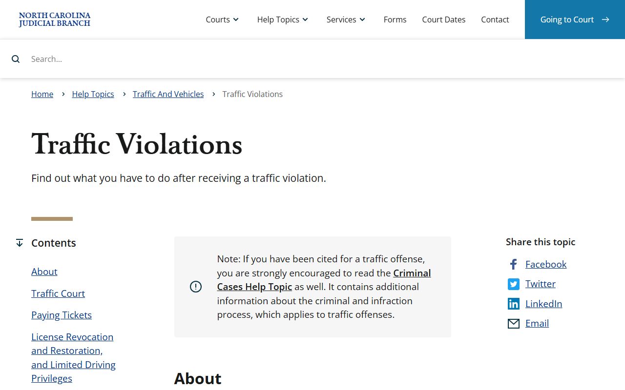 Randolph County traffic court records NC traffic violations guide