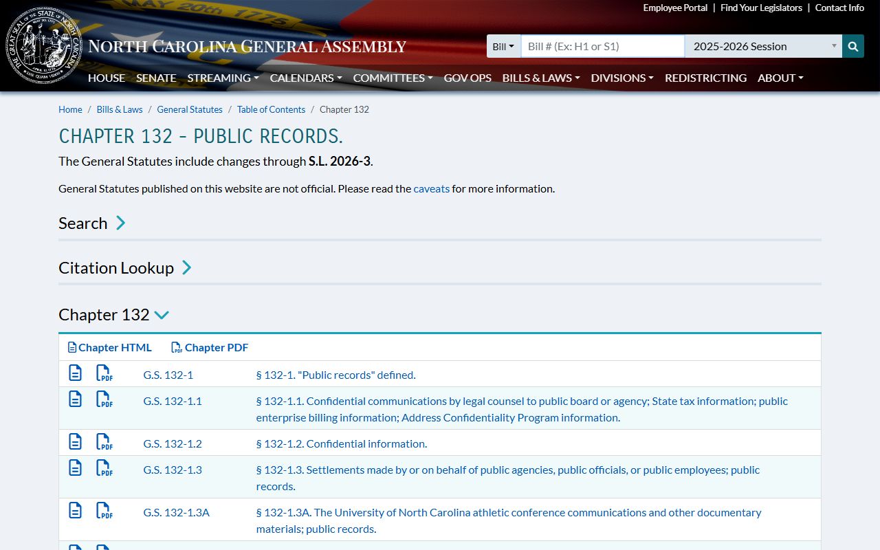 Randolph County warrant search North Carolina public records law